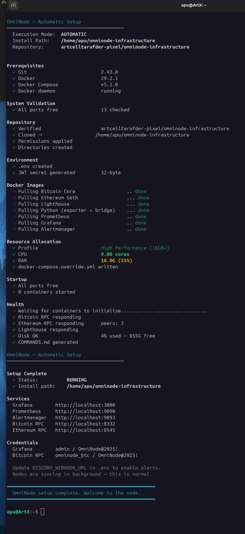 MultiSig terminal output